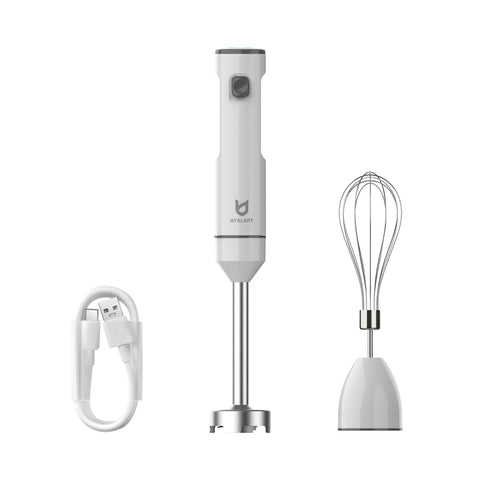 Batidora de mano UTALENT sin cables, vista frontal para uso diario en la cocina.