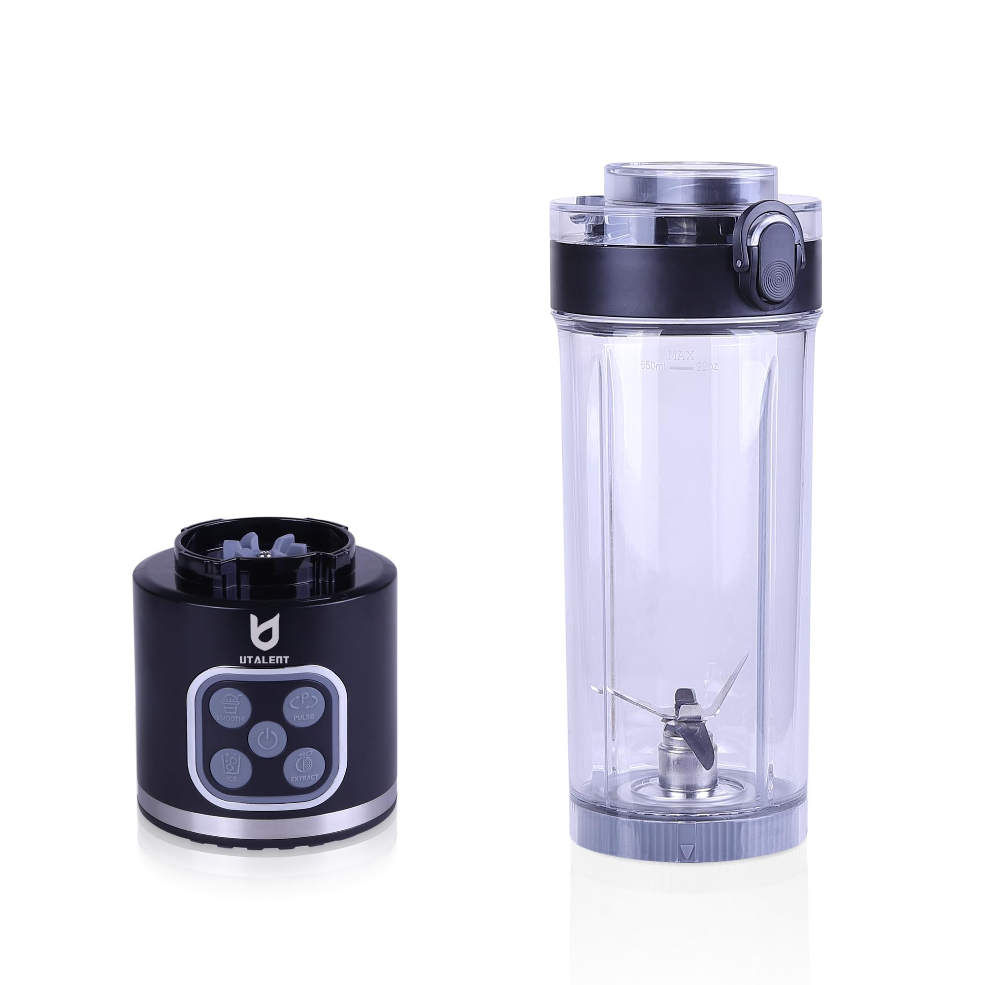 Licuadora portátil UTALENT con batería recargable y vaso de 25 oz para smoothies en cualquier lugar.