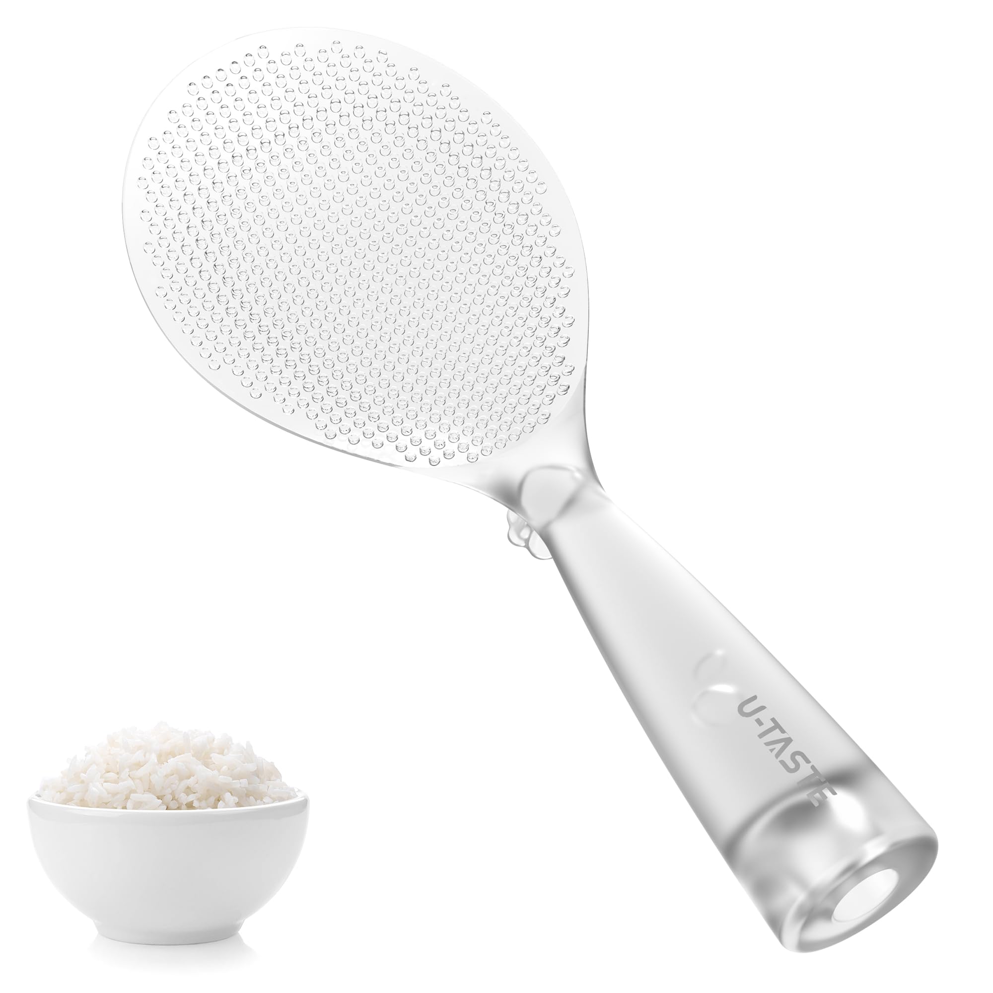 U-Taste cucharon para arroz TPX transparente, antiadherente para granos sueltos.