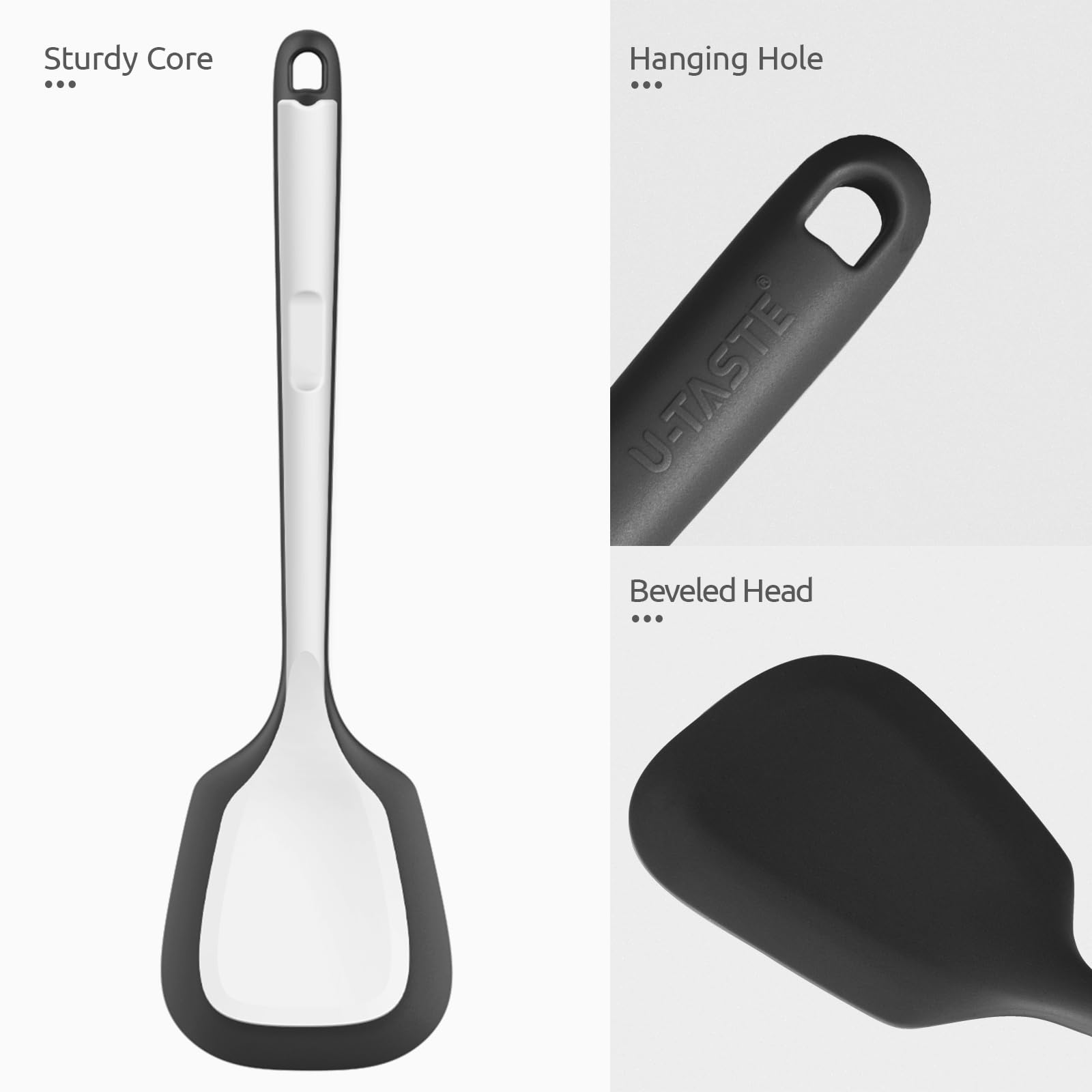 Espátula U-Taste diseño largo de 13,6 pulgadas para manos protegidas.