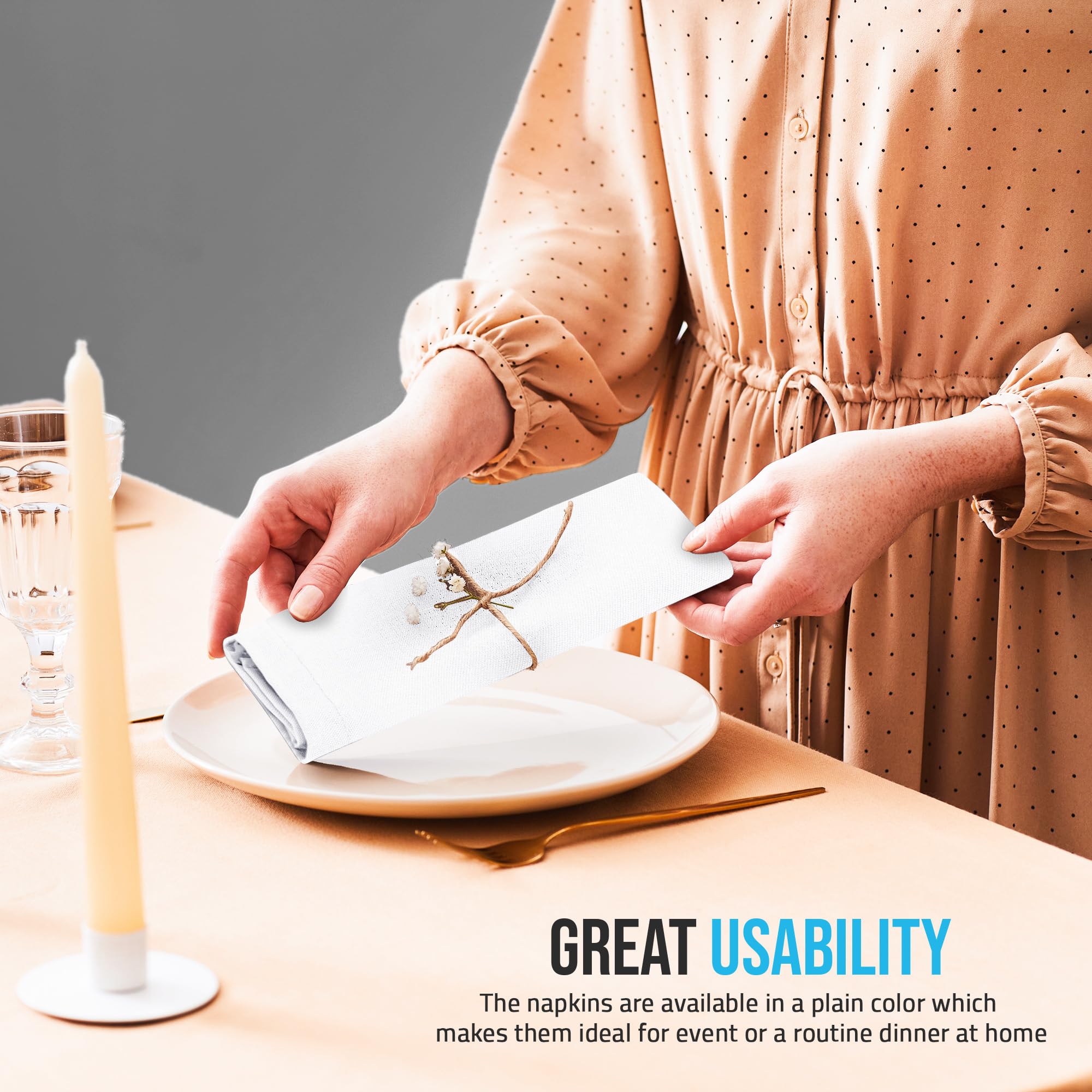 Servilletas blancas de Utopia Home ideales para comidas diarias.