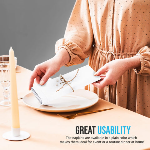 Servilletas blancas de Utopia Home ideales para comidas diarias.
