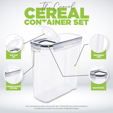 Plástico durable del contenedor cereal 4L de Utopia Kitchen