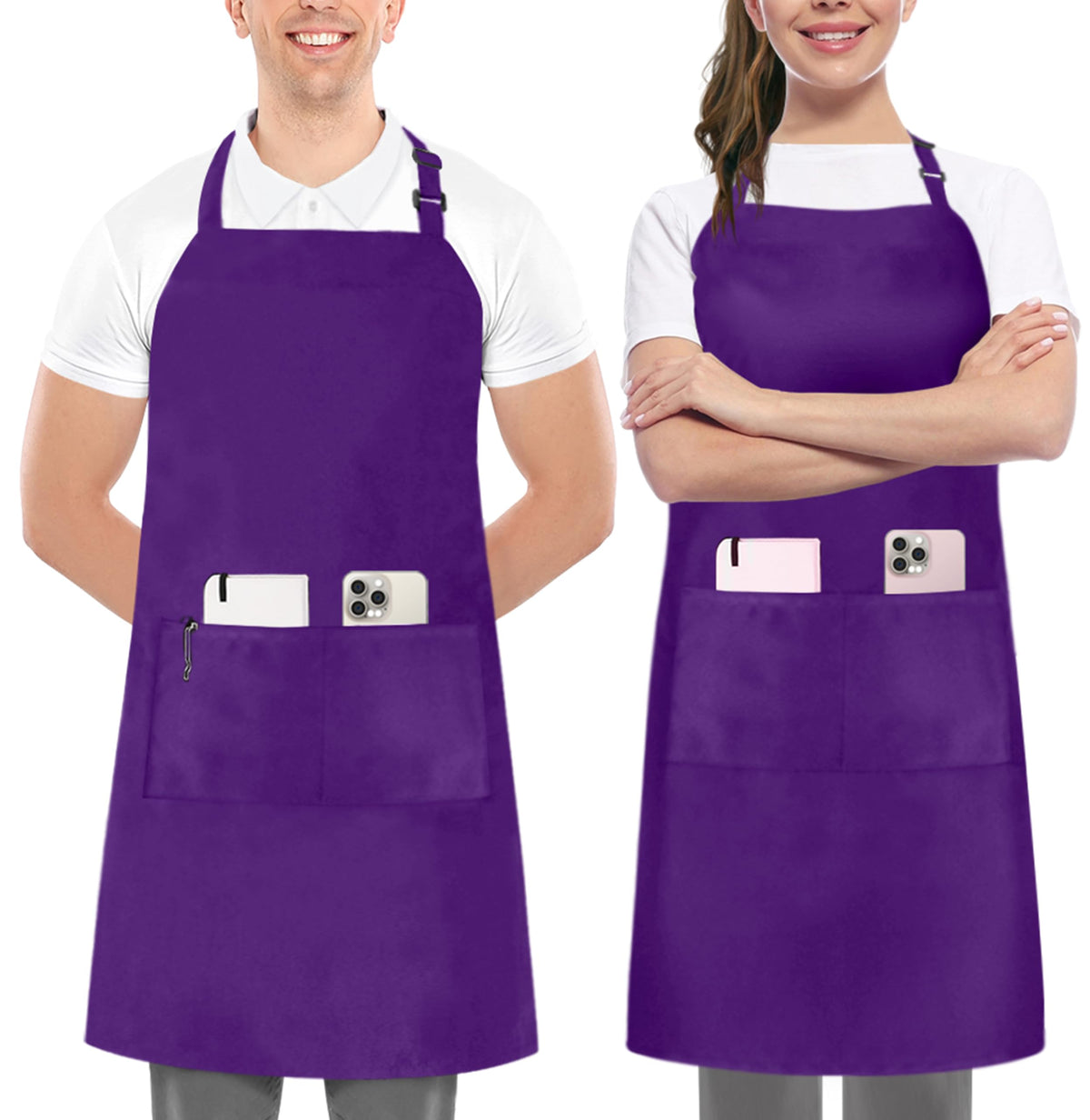 Delantal bib ajustable de Utopia Kitchen con dos bolsillos, ideal para cocinar con comodidad.