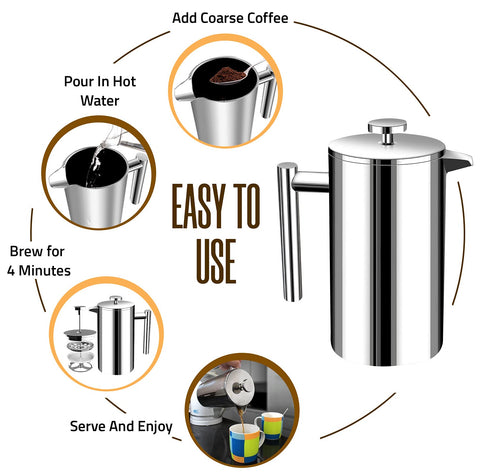 Sistema de filtración 4 capas de Utopia Kitchen reduce posos para un café limpio.