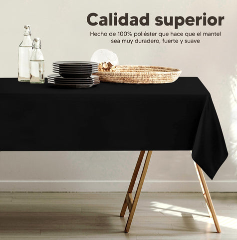 Utopia Kitchen Mantel Rectangular Dos Piezas 60x84 Negro – Lavable a Máquina
