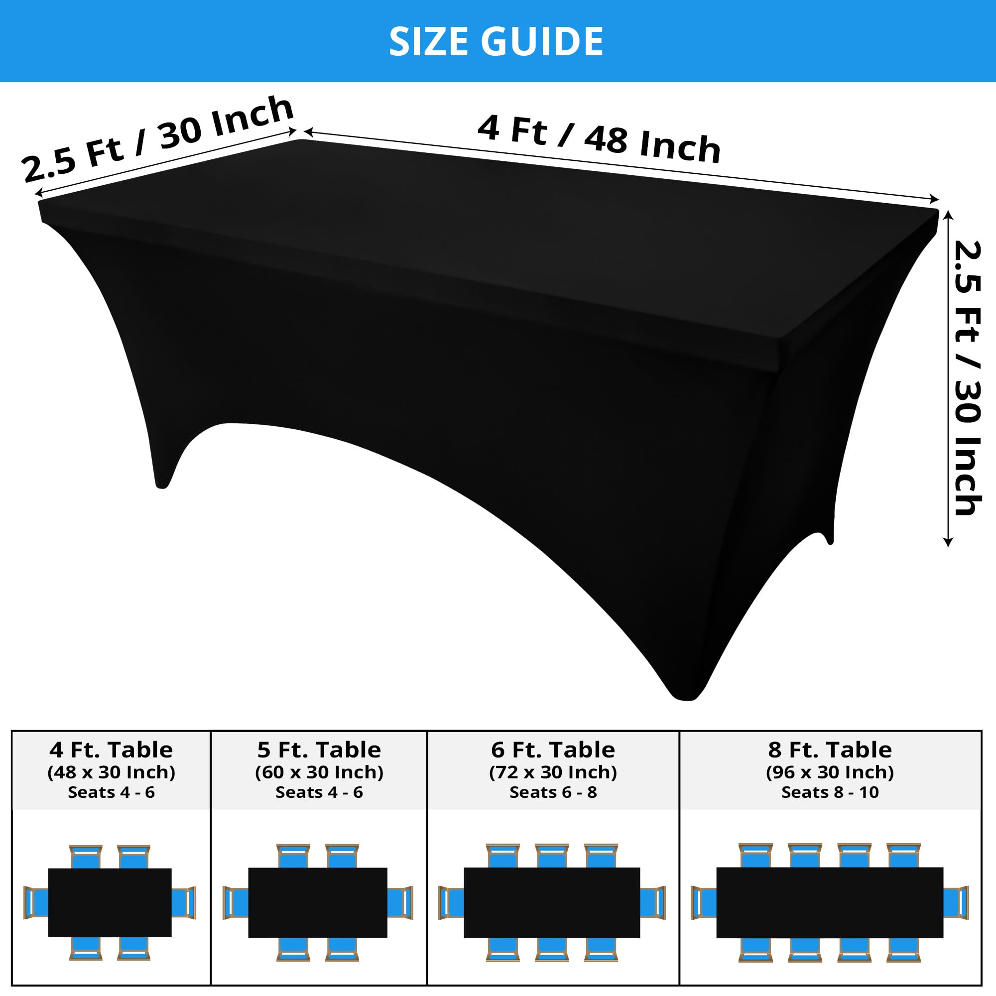 Mantel elastano de Utopia Kitchen para mesa rectangular con bolsillos para patas.