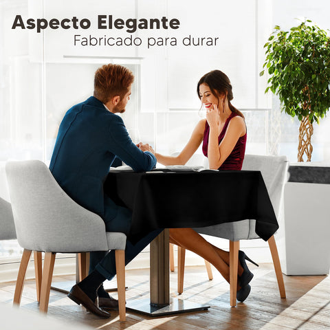 Utopia Kitchen Mantel Rectangular Dos Piezas 60x84 Negro – Lavable a Máquina