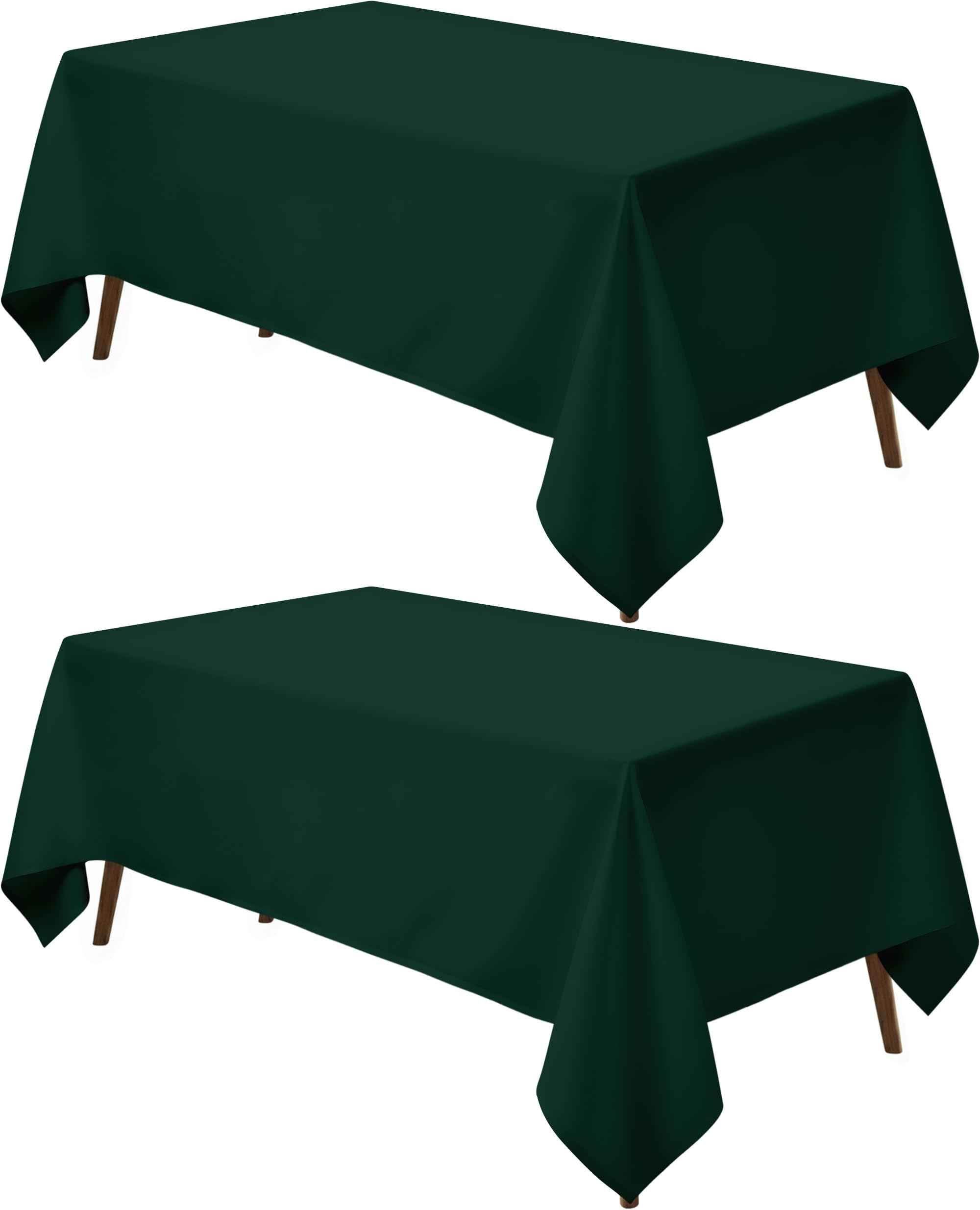 Mantel rectangular Utopia Kitchen verde bosque sobre mesa para cenas.