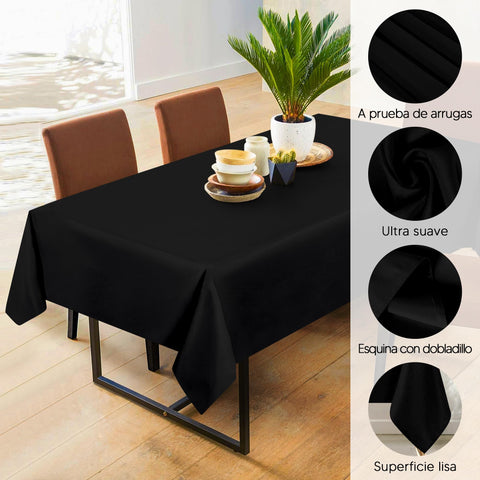 Utopia Kitchen Mantel Rectangular Dos Piezas 60x84 Negro – Lavable a Máquina