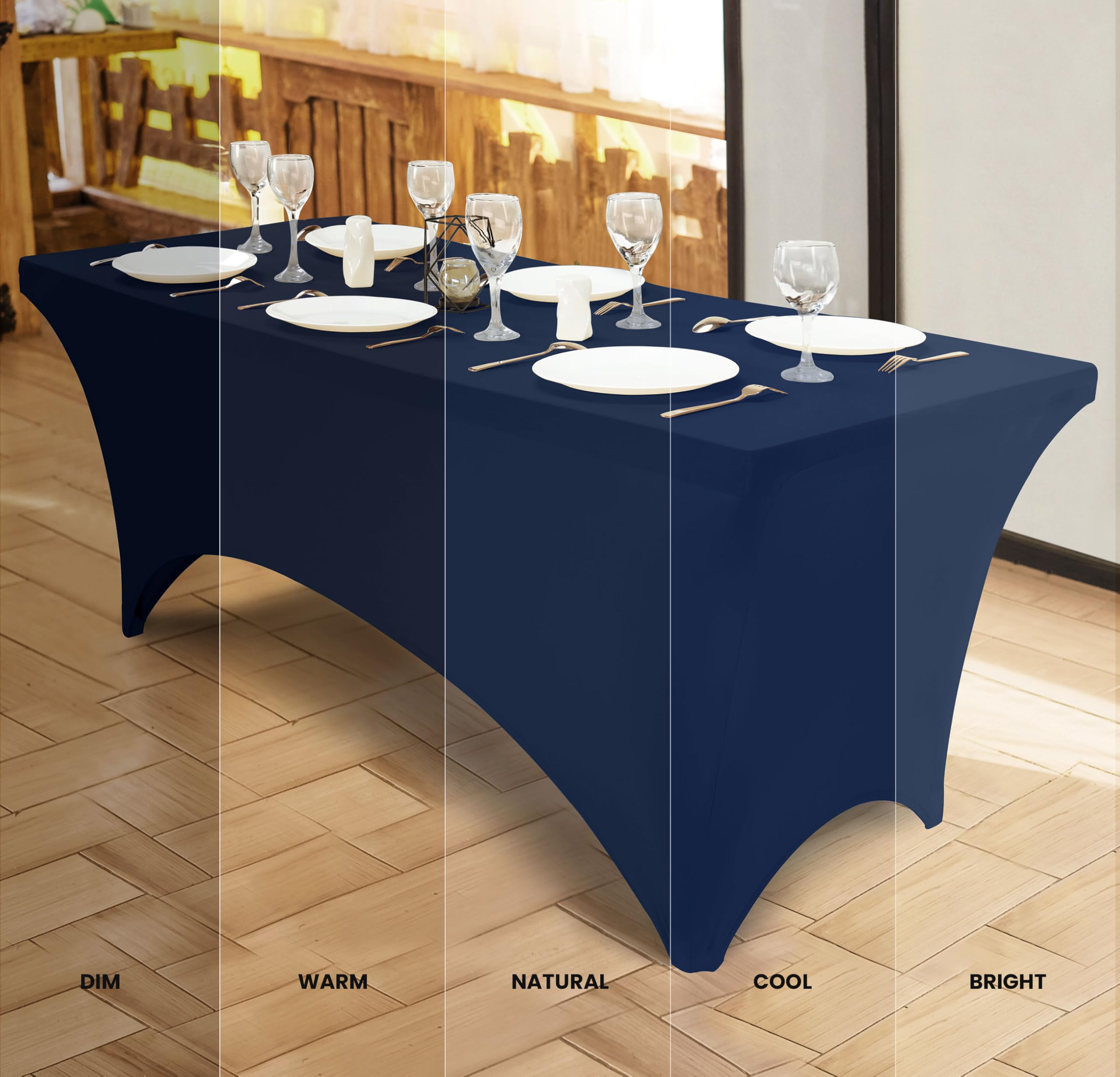 Mantel spandex de Utopia Kitchen 6ft navy, resistente a manchas y arañazos para eventos.
