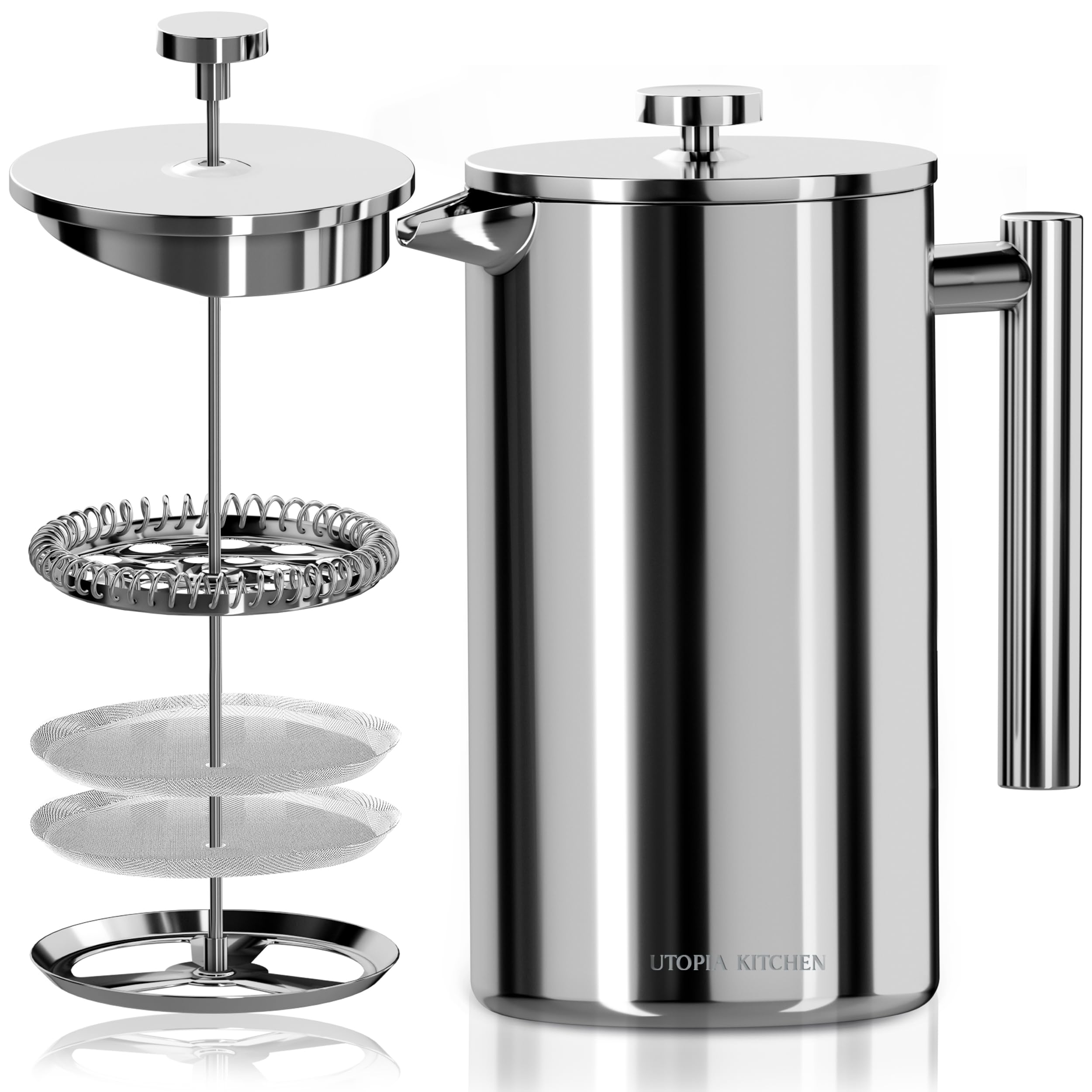 Prensa Francesa Utopia Kitchen 304-50onzas: gran capacidad para varias tazas.