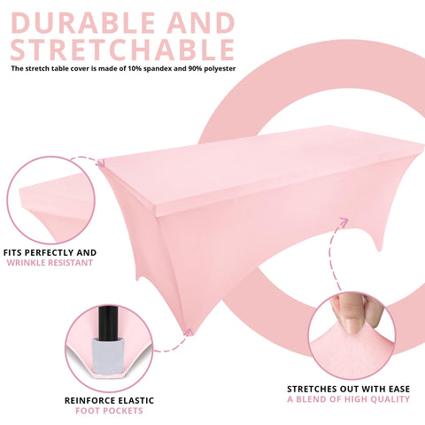 Diseño moderno y ajuste seguro de la funda Utopia Kitchen rosa para mesa 8ft.