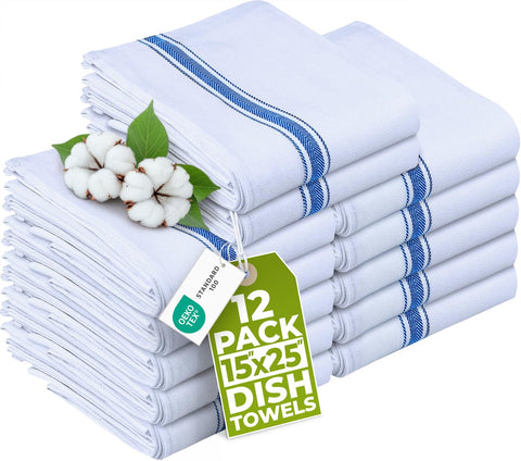 Utopia Towels: toallas de cocina azules, 12 pack, absorción ideal para limpieza diaria.