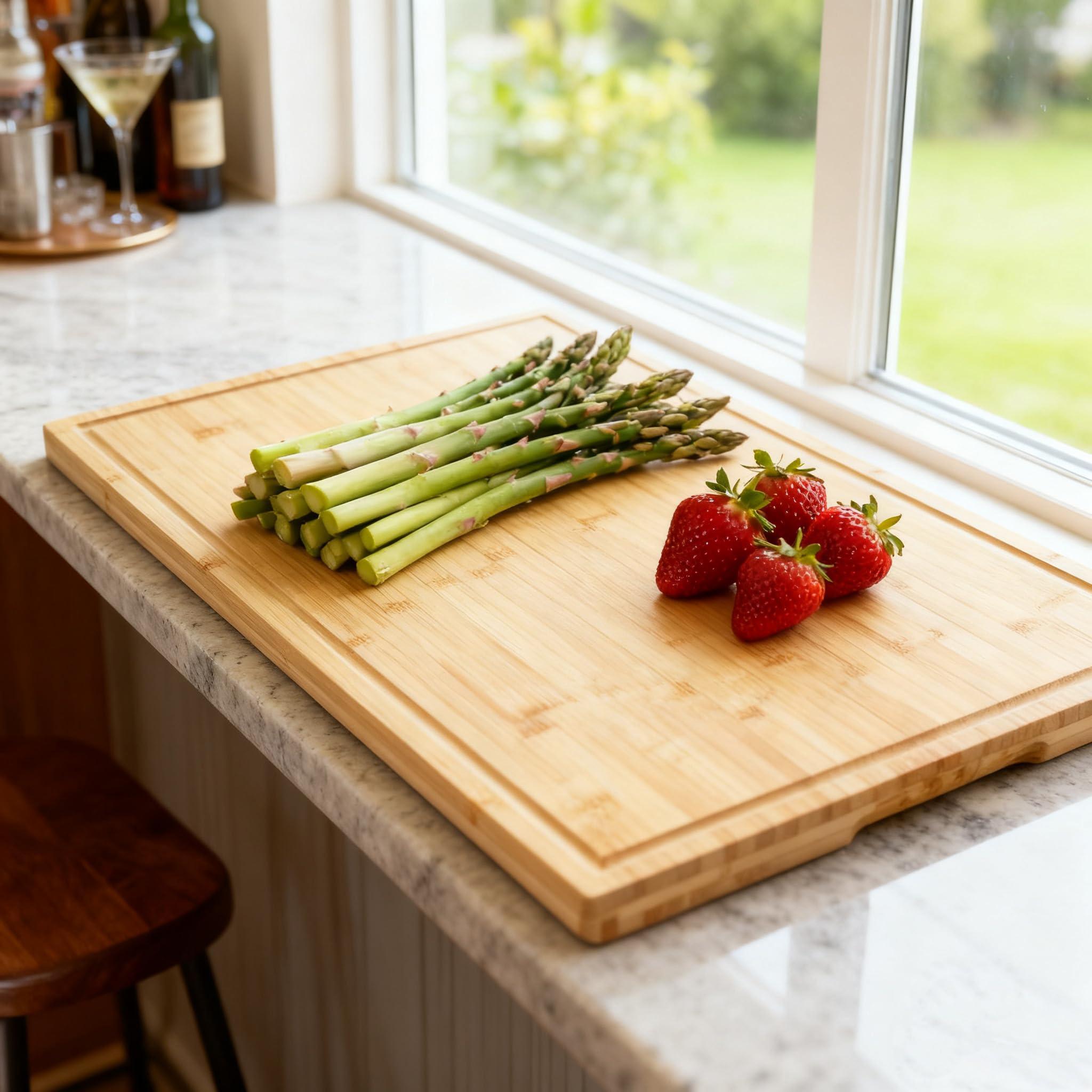 Tabla de cortar Utoplike con borde para jugos y limpieza fácil.
