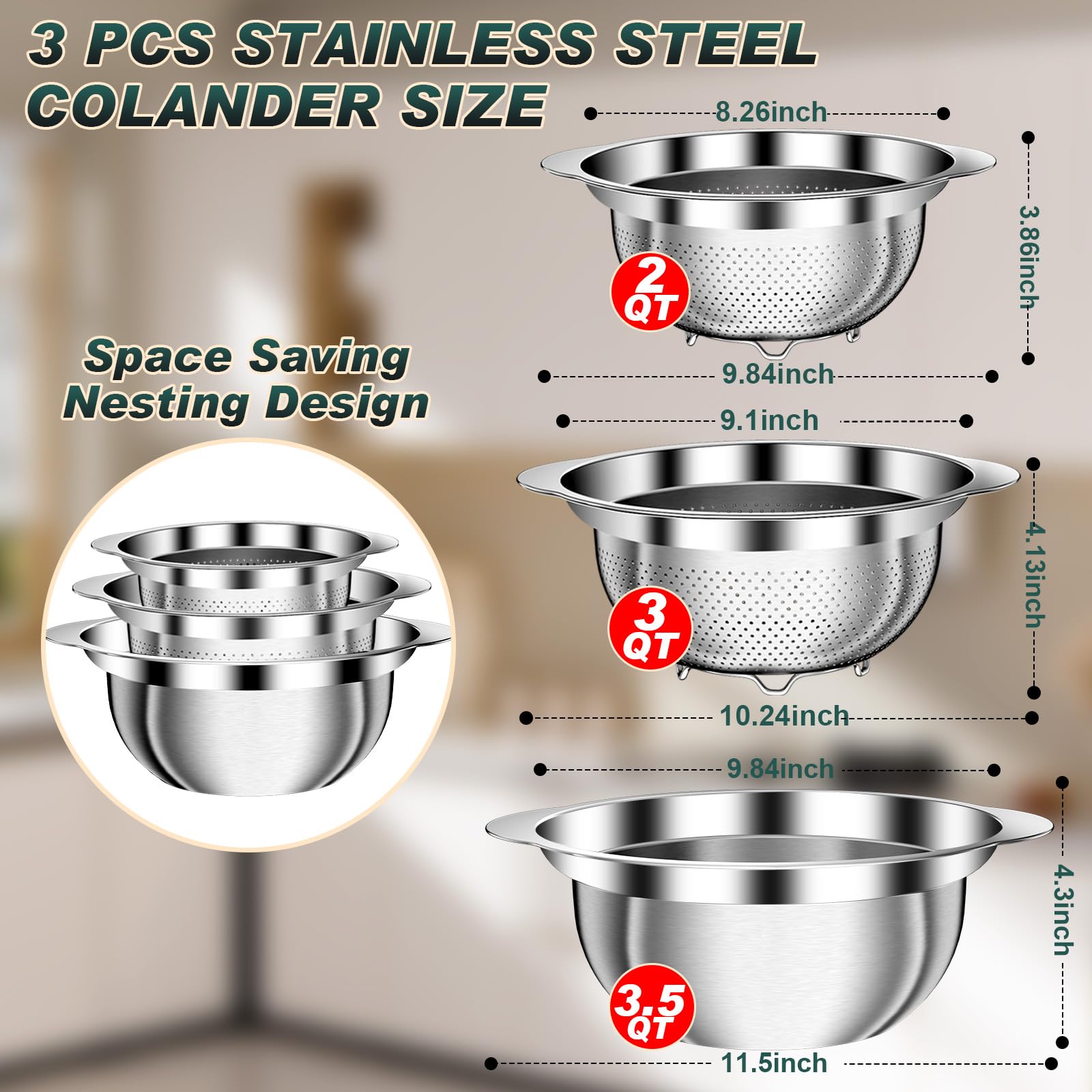 UTTKOJ coladores de acero inox con micro perforaciones y base elevada para drenaje rápido.