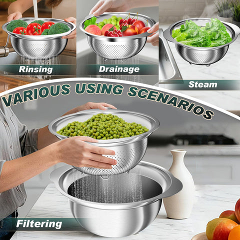 UTTKOJ diseño apilable con bol de mezcla, ideal para ahorrar espacio en la cocina.
