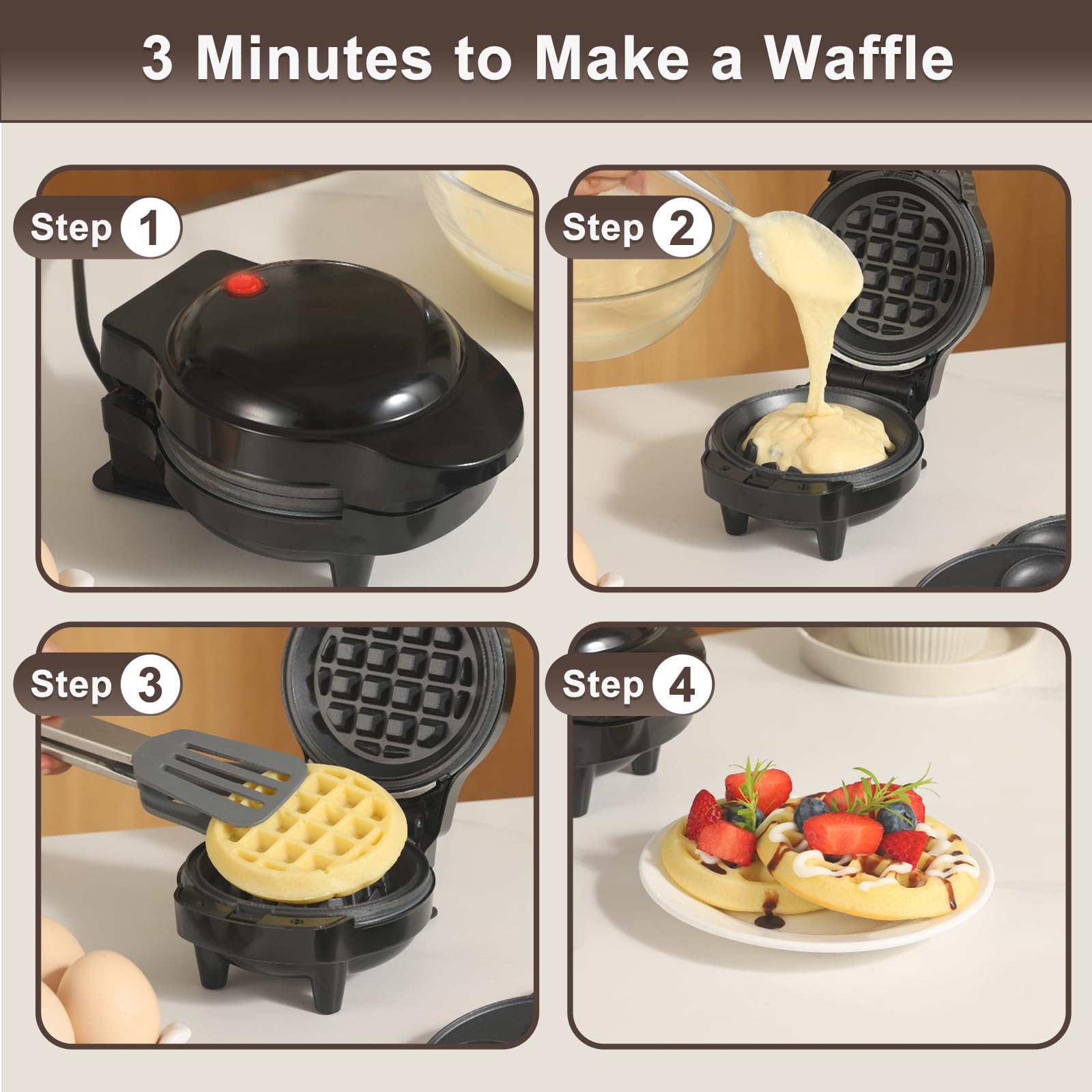 UVFAST Mini Gofrera, placa corazón, desayunos divertidos para niños