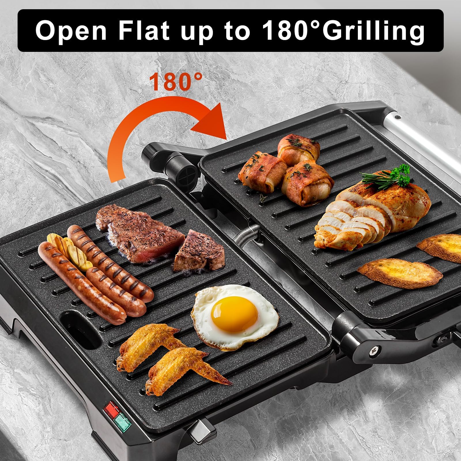 UVFAST sándwich grill indoor a 180 grados para cocinar paninis, carnes y verduras