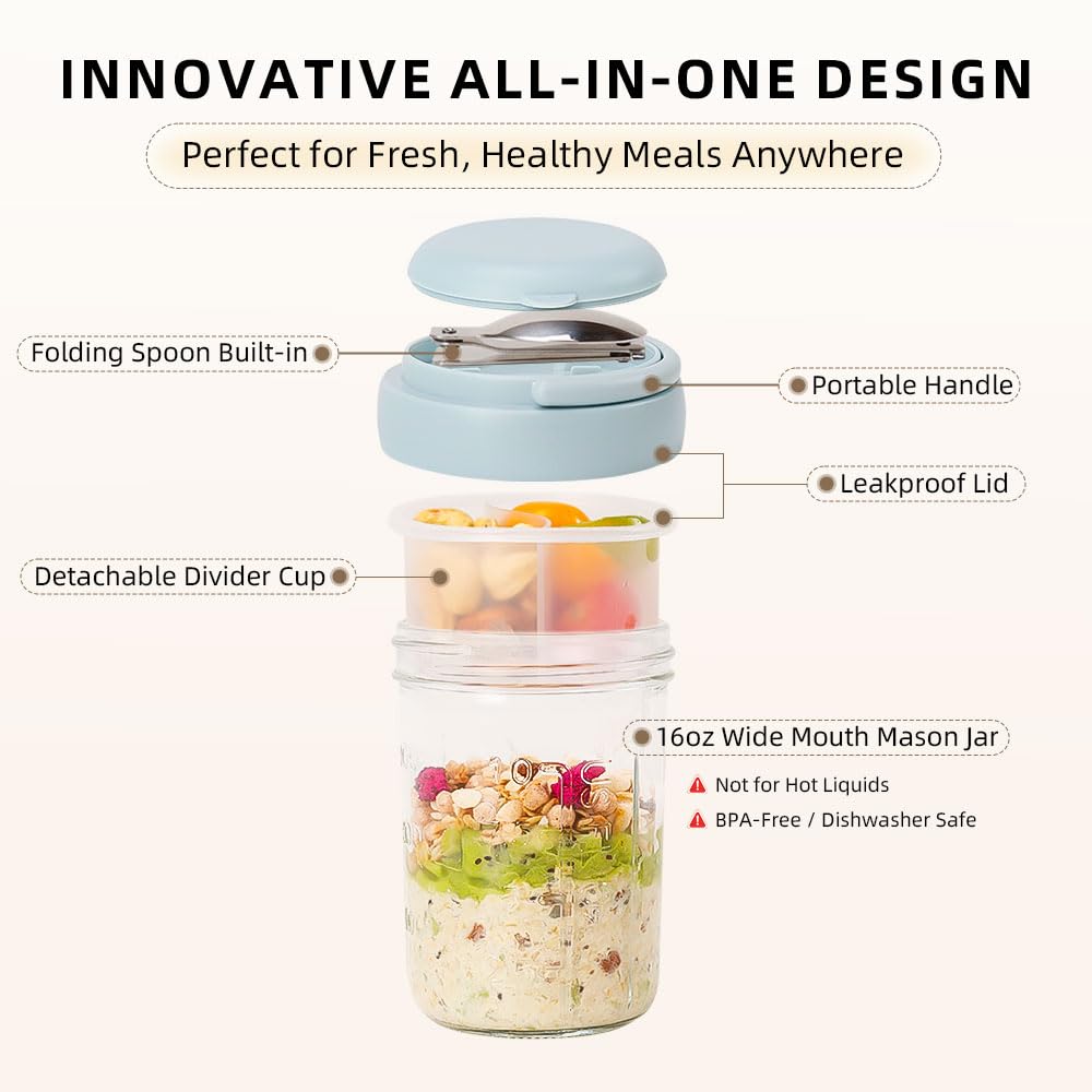 UWILLION cuchara plegable integrada, práctica para comer sobre la marcha.