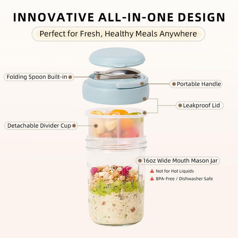 UWILLION cuchara plegable integrada, práctica para comer sobre la marcha.