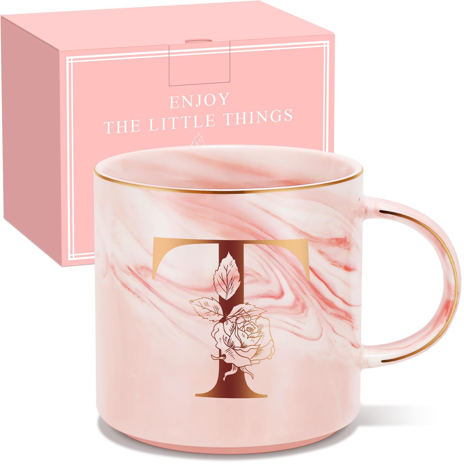 Taza Uwingess personalizada con inicial en dorado, regalo elegante para ocasiones especiales.