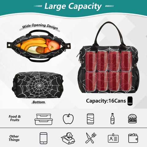 Gran capacidad de la bolsa UWSG Goth Araña para almuerzo y snacks