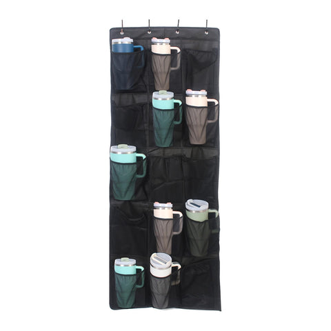 UXIETIN Organizador de botellas con 15 bolsillos montado en la pared para ahorro de espacio.