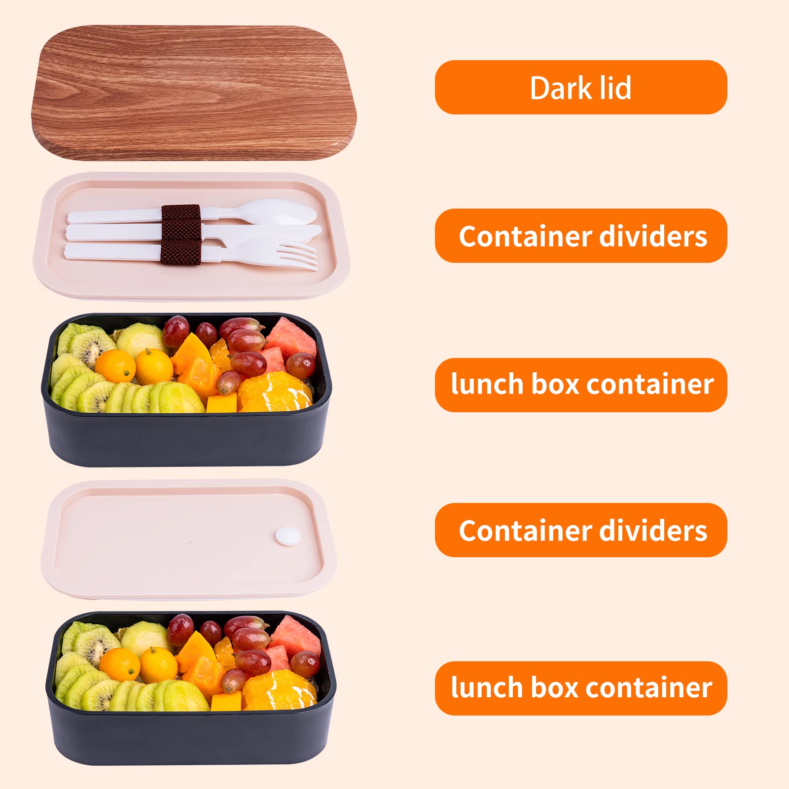 Uybieef Bento Box con accesorios de salsa, organización de condimentos.