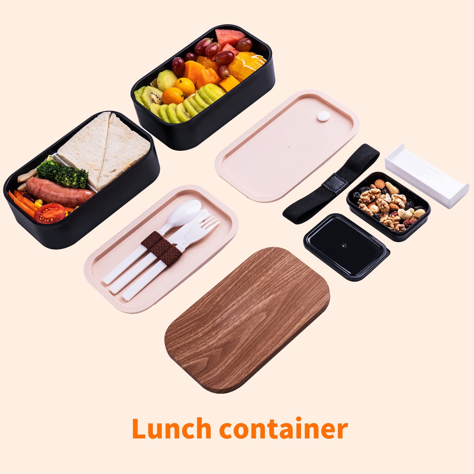 Uybieef Bento Box doble compartimento, separación de comida y salsa.