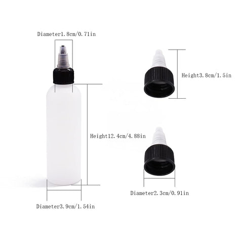 Uyuxxu botella 4oz transparente con tapa giro mostrando el contenido.