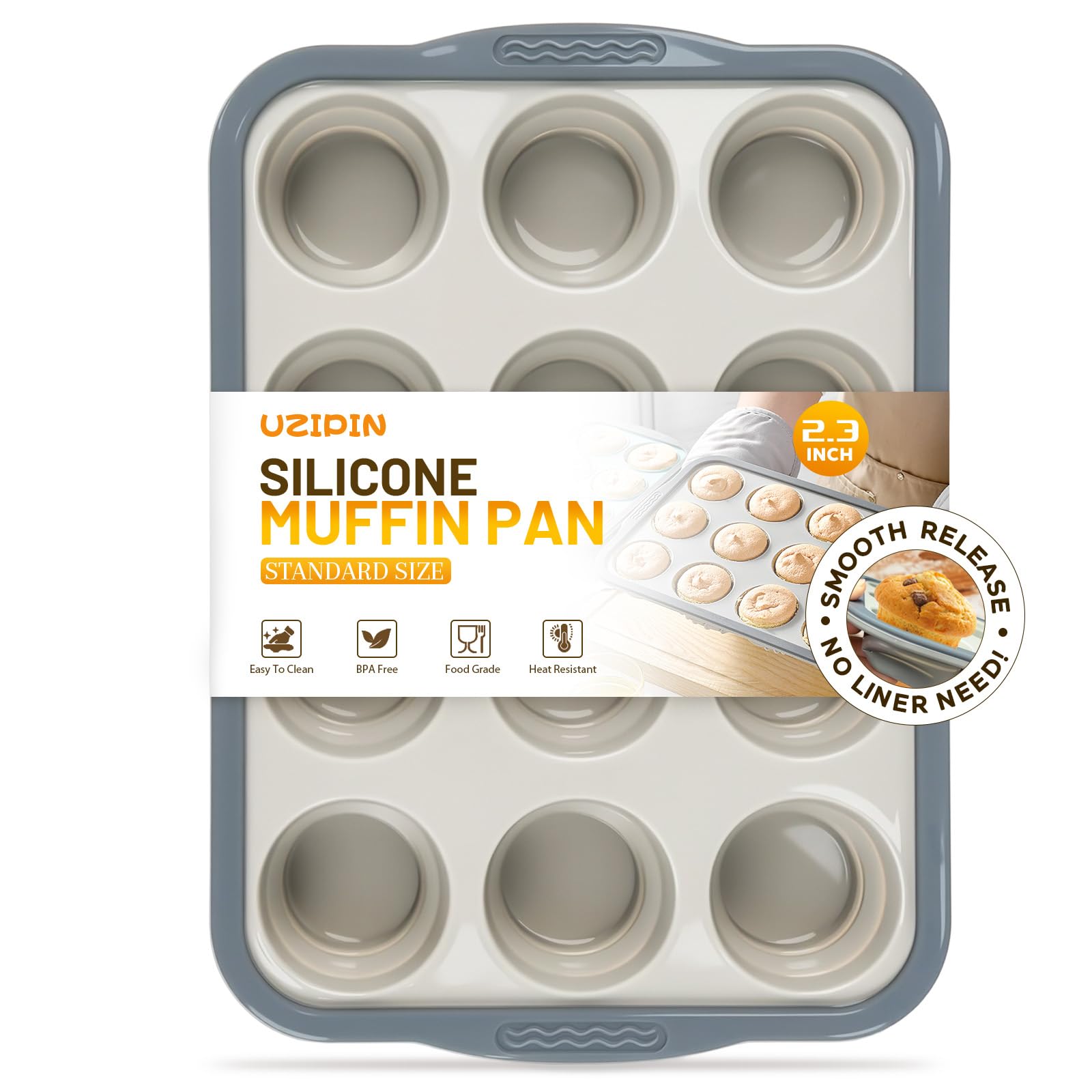 Molde UZIPIN de silicona con 12 cavidades y asas ergonómicas para desmoldado suave.