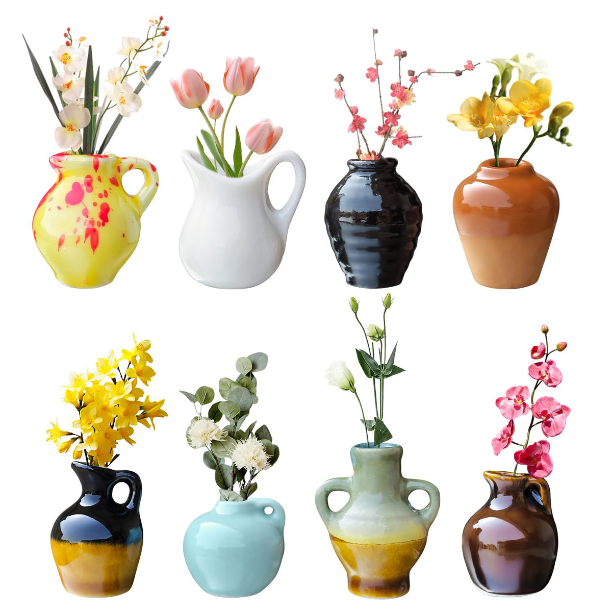 Uzriyl vaso mini cerámico 3D colorido para decoración de nevera.