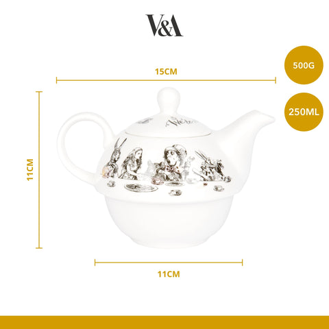 V&A Alice en el País de las Maravillas, set-tetera-y-taza, compacto para mesas pequeñas.