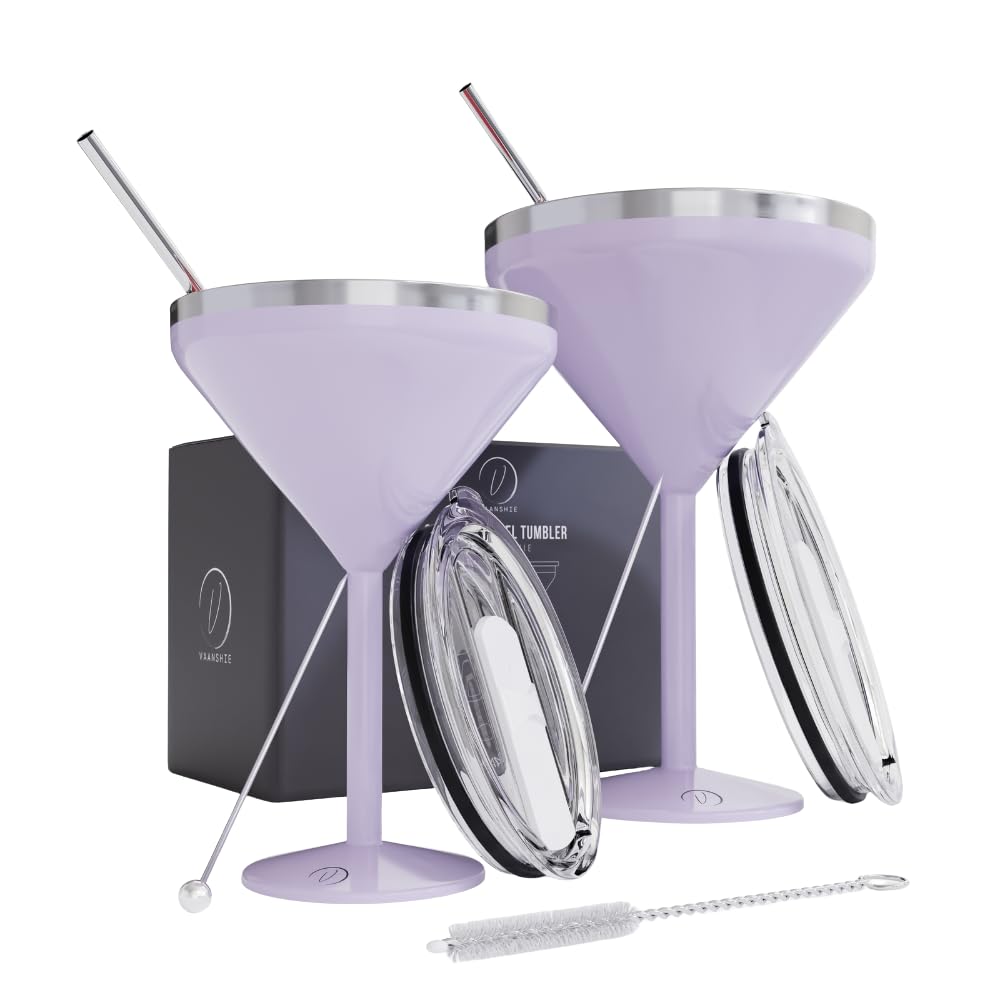 Copa martini Vaanshie aislada de 8 oz en lilac para mantener bebidas frías.