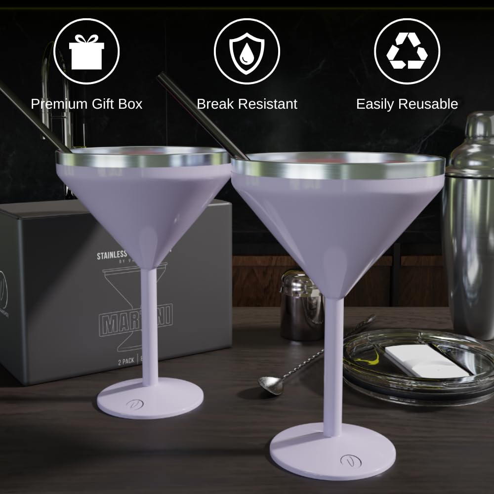 Diseño elegante Vaanshie, copa martini lilac para reuniones con estilo.