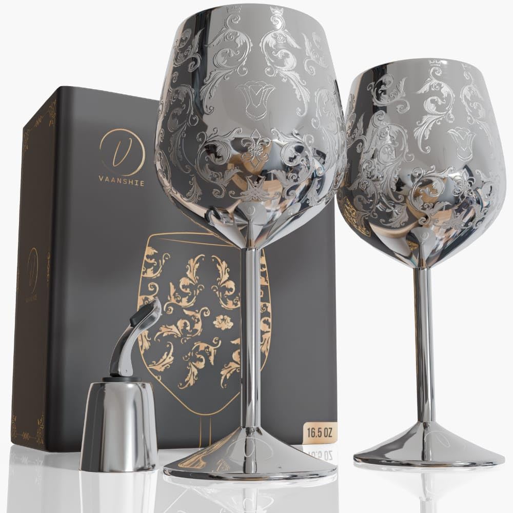 Vaanshie vaso-vino 17oz acero inoxidable ideal para uso diario y viajes