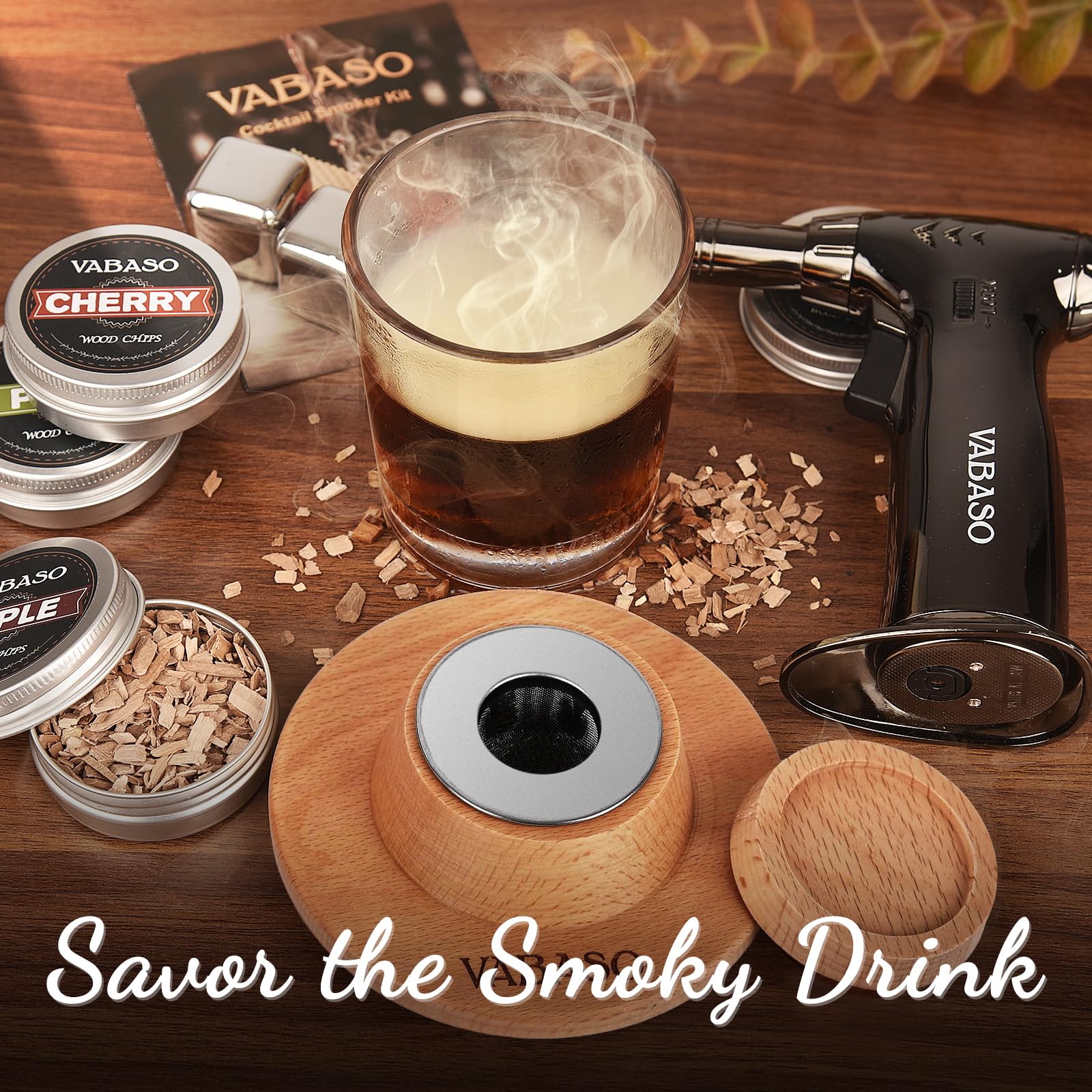Vabaso chips de madera con sabores para cócteles y platos ahumados