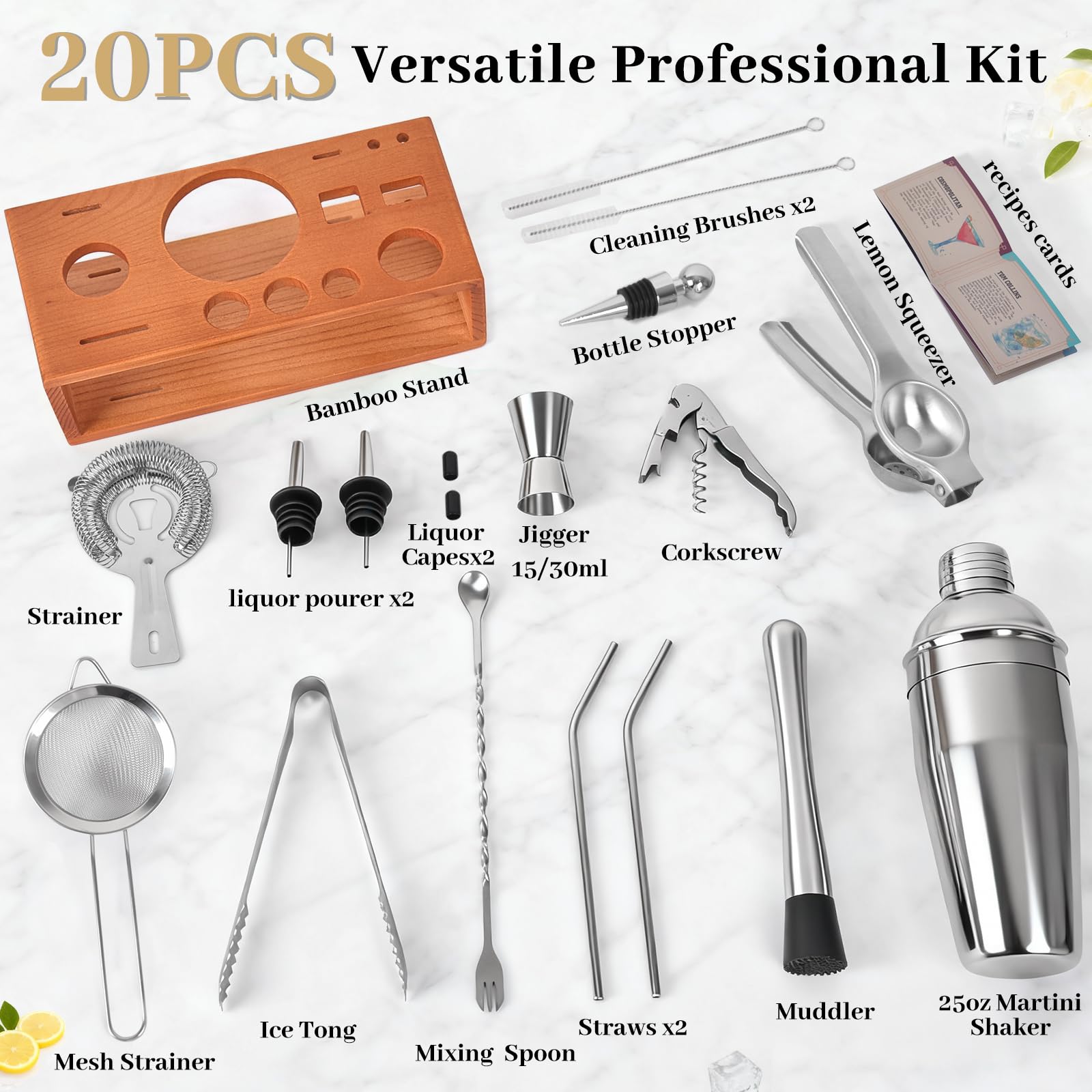 Vabaso shaker de 25 onzas, acero inoxidable para cócteles frescos
