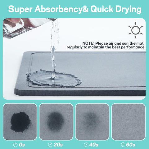 VABNEER mat de secado de piedra diatomita que absorbe agua eficientemente.