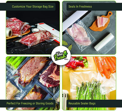 Vac-Fresh Roll almacenamiento a granel, ideal para carnes grandes en congelador.