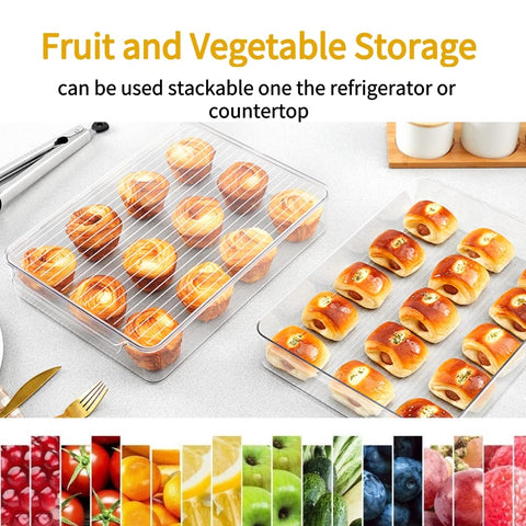 Vacane bandeja organizadora refrigerador transparente, maximiza espacio y facilita apilar.