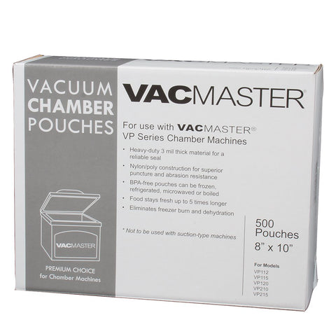 VacMaster 40722 bolsas de cámara con sellado fuerte y claridad para identificar alimentos.