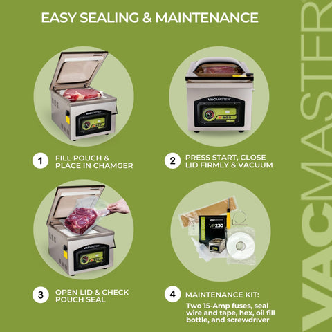 Vacmaster VP230: bomba de aceite potente para sellos consistentes.