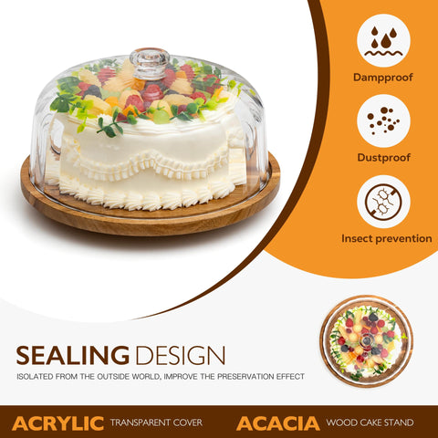 Vacream tapa acrílica protege la tarta manteniendo su frescura.