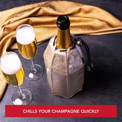 Vacuvin Active Cooler dorado, funda plegable para enfriar botella de champagne.