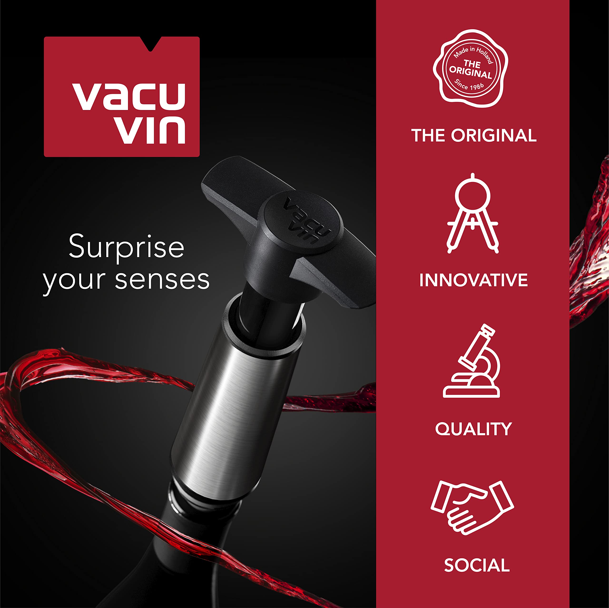Vacuvin Active Cooler, origen Países Bajos, diseño práctico y de calidad.
