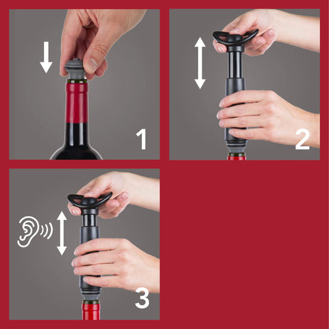 Vacuvin Concerto cuatro tapones reutilizables para diferentes botellas.