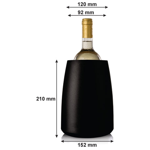 Vacuvin enfriador vino elegante negro, exterior mate para mesa.