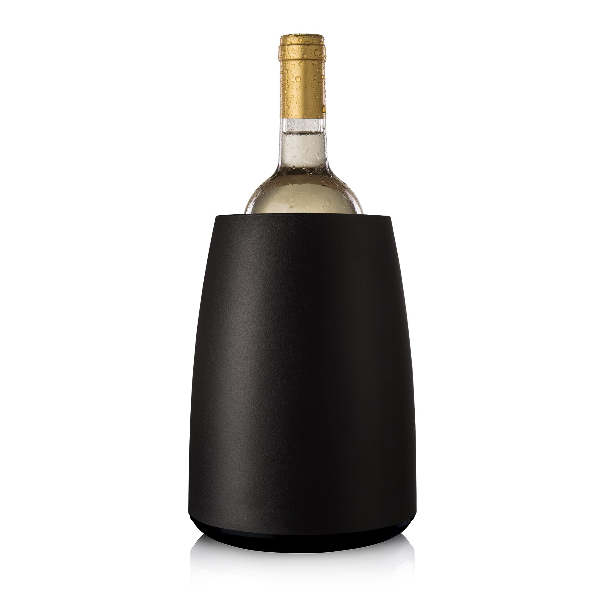 Vacuvin Enfriador vino elegante negro, frente: mantiene vino frío sin hielo.